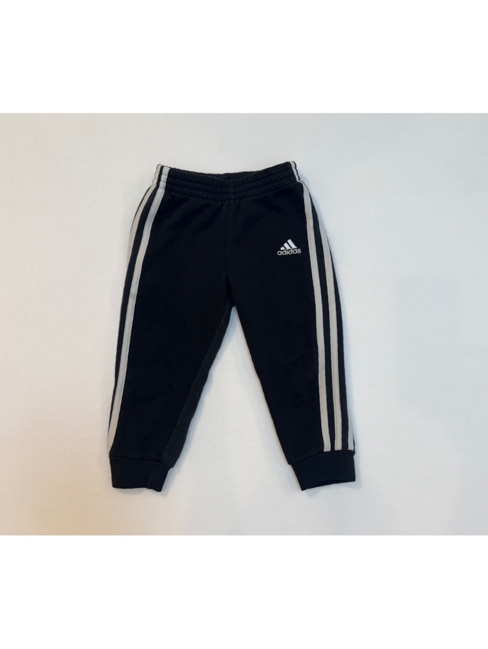 Adidas Toddler 2T Black Sweatpants with White Stripes
